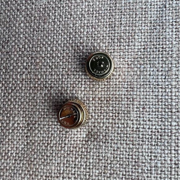 Michael Kors medium gold tone crystal stud earrings shiny bling bright - Picture 3 of 4